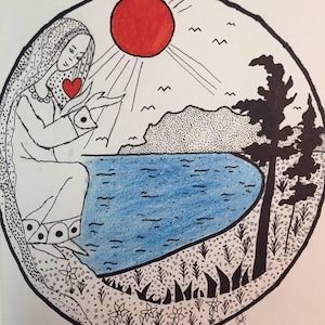 Disegno su carta «Il calore della mia anima» di un giovane artista ucraino, fatto a mano. Stile grafico, regalo da collezione. Regalo personalizzato.