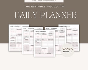 Daily Planner Template Printable, Custom Design Planner Insert, Customizable Daily Agenda, Personalized Productivity Planner