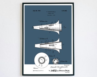 Trumpet Straight Mute Patent Print | Brass Band Musical Instrument | Digital Download | Retro Polaroid Style | Decor | Vintage Music Poster