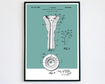 Trumpet Mouthpiece Patent Print | Brass Band Instrument | Digital Download | Retro Polaroid Style | Decor | Vintage Music Poster