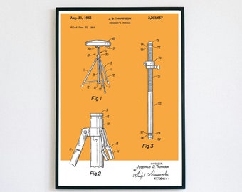Drummer's Throne Patent Print | Printable Art | Jazz Big Band | Digital Download | Retro Polaroid Style | Percussion | Vintage Music Poster