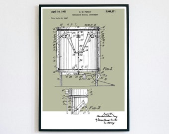 Tom-Tom Drum Patent Print | Printable Wall Art | Jazz Big Band | Digital Download | Retro Polaroid Style | Percussion | Vintage Music Poster