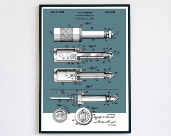 Audio Jack Patent Print | Music Recording Technology | Digital Download | Retro Polaroid Style | Room Decor | Vintage Musical Poster | Live