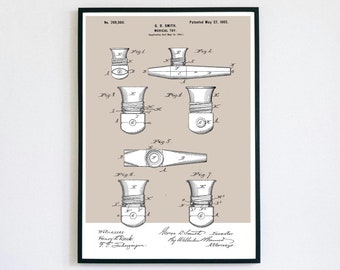 Child's Kazoo Patent Print | Printable Kids Wall Art | Woodwind Instrument | Digital Download | Retro Polaroid Style | Vintage Music Poster