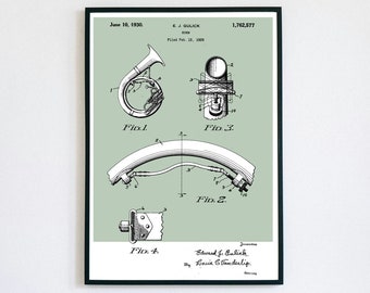 Sousaphone Patent Print | Printable Wall Art | Low Brass Instrument | Digital Download | Retro Music Polaroid | Decor | Vintage Tuba Poster