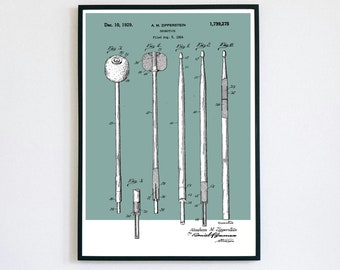 Drum Sticks Patent Print | Printable Wall Art | Jazz Big Band | Digital Download | Retro Polaroid Style | Percussion | Vintage Music Poster