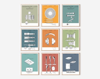 9 pc Recording Studio Patent Prints Bundle | Printable Art |  Retro Polaroid Style | Technology | Digital Download | Vintage Music Poster