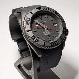 Custom Mod Watch | Black Stainless Steel Diver | Seiko NH35 Automatic Movement | Handmade Luxury Watch | Personalized Watch
