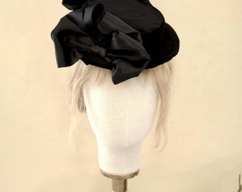 Boater hat victorian gothic lolita gift for her woman 1860 1870 1880 1890 1900 sun wedding summer spring historical reenactment