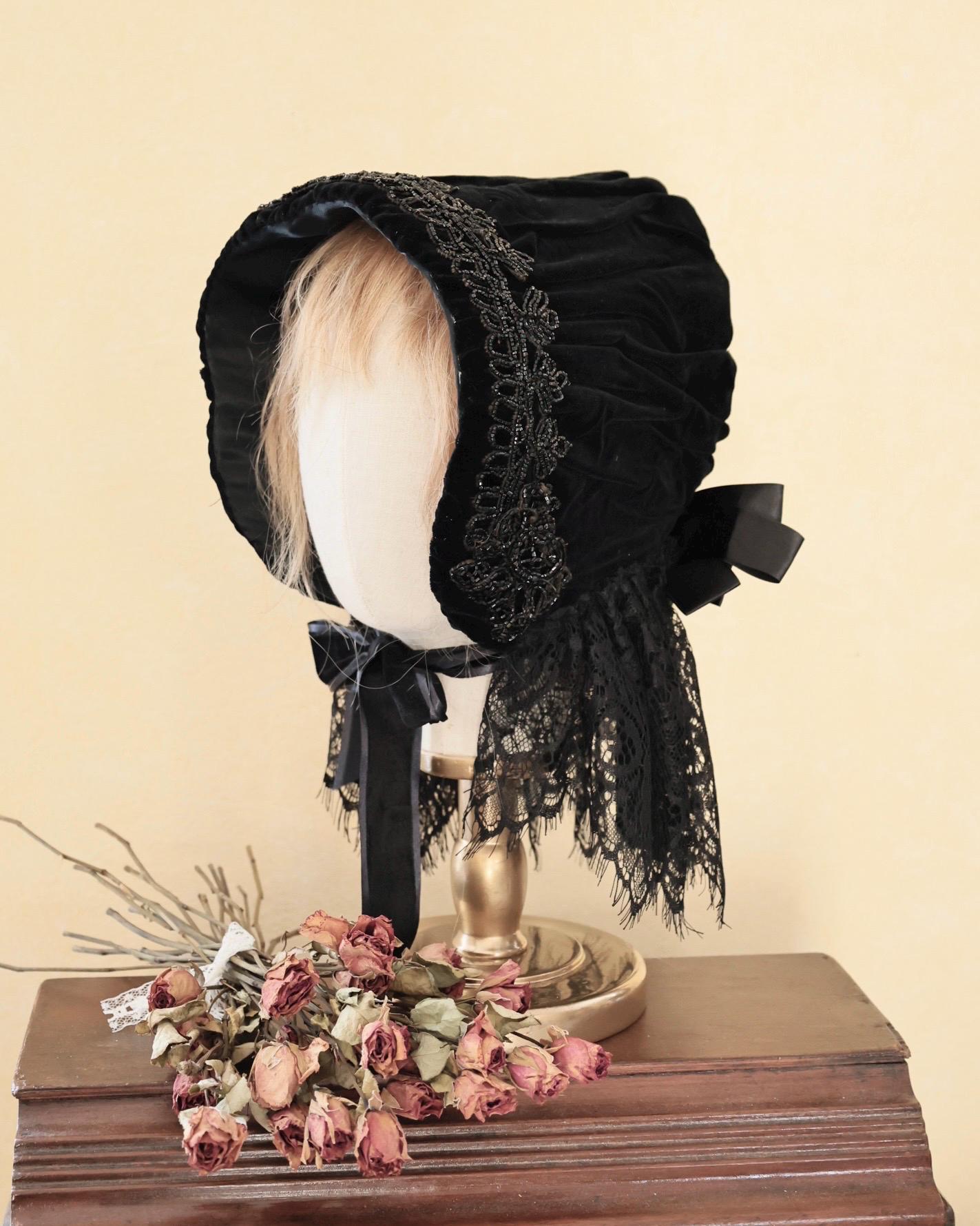 帽子 open sesame club FLEUR LACE BONNET Victorian Hat Bonnet 1840s 1850s 1860s Sissi Napoleon III