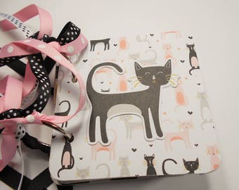 Holds 100 4x6 Photos Cat Kitty Kat Fabric Photo Album for Baby Girl Kitten Handmade
