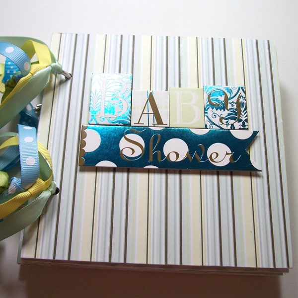 Álbum Mini de ducha bebé, bebé ducha Scrapbook, bebé muchacho bebé ducha álbum, álbum de foto de la ducha de bebé, bebé ducha Mini álbum