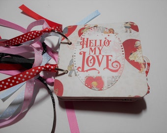 Valentines Day Mini Album, Valentines Scrapbook, Chipboard Album, Premade Album, Memory Book, Valentines Day Gift, 4x4