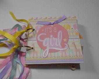 Baby Girl Mini Album, Premade Album, Memory Book, Scrapbook, Chipboard Album, 5x5, Photo Album, Baby Gift, Baby Shower, New Baby, Baby Girl