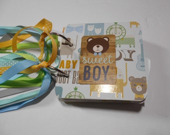 Baby Boy Mini Album, Baby Boy Album, Baby Boy Gift, New Baby Boy, Chipboard Album, 4x4, Premade Album, Baby Boy Photo Album, Baby Boy