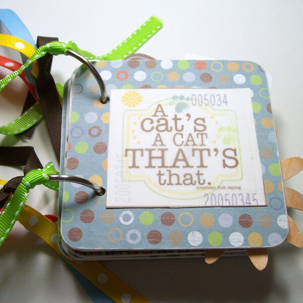 Cat Mini Scrapbook Album, Cat Scrapbook, Cat Chipboard Mini Album, Cat Photo Album, Cat Brag Book, Cat Scrapbook, Cat Album