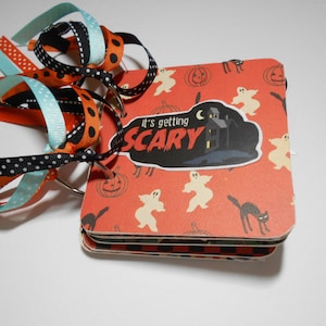 Halloween Mini Album, Halloween Scrapbook, Premade Album, chipboard Album, 4x4, memory book, Halloween, Mini Chipboard Album, Mini Album