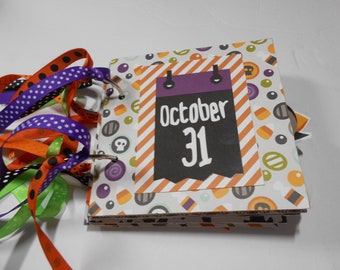 Halloween Mini Album, Memory Book, Chipboard Album, Premade Album, 5x5, Halloween, Mini Scrapbook, Brag Book, Photo Album, Halloween Album