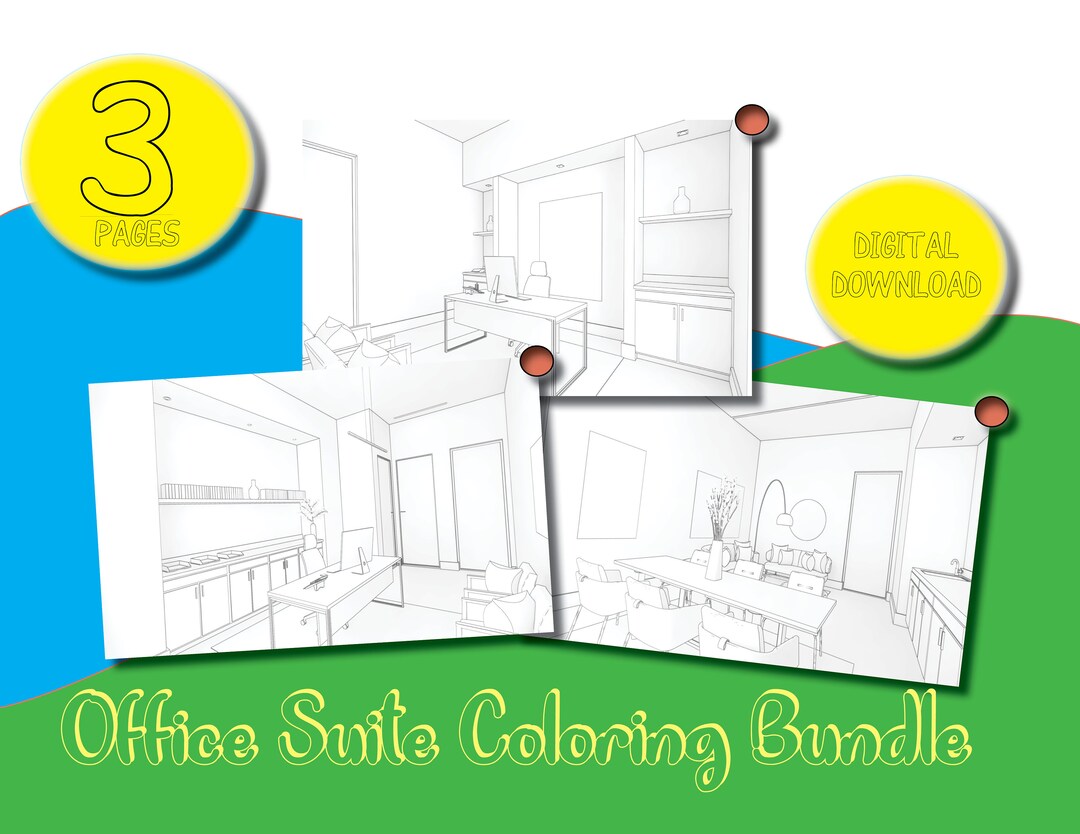INTERMEDIATE Adult Coloring Pages - Office Suite Interior Design ...