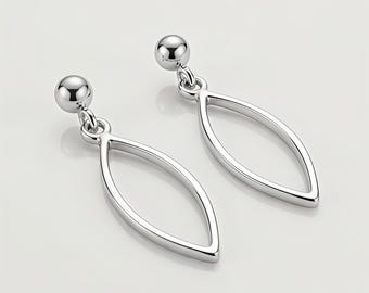 Boucles d'oreilles pendantes marquise en argent sterling, pendentif géométrique minimaliste, bijoux légers de tous les jours