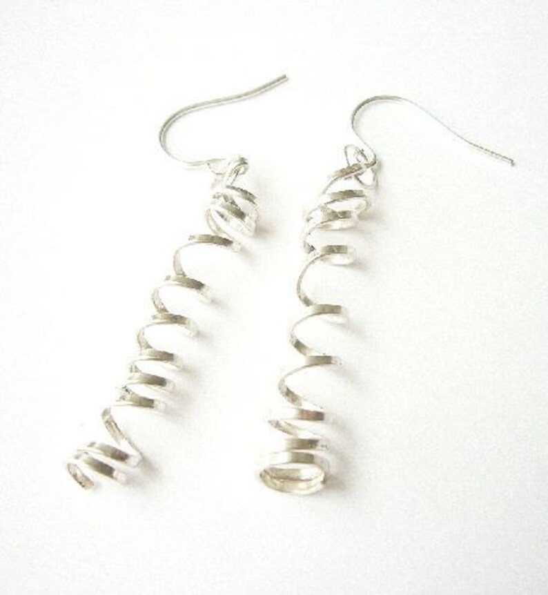 Corkscrew Earring Infinity Sterling Silve Light Medium Etsy