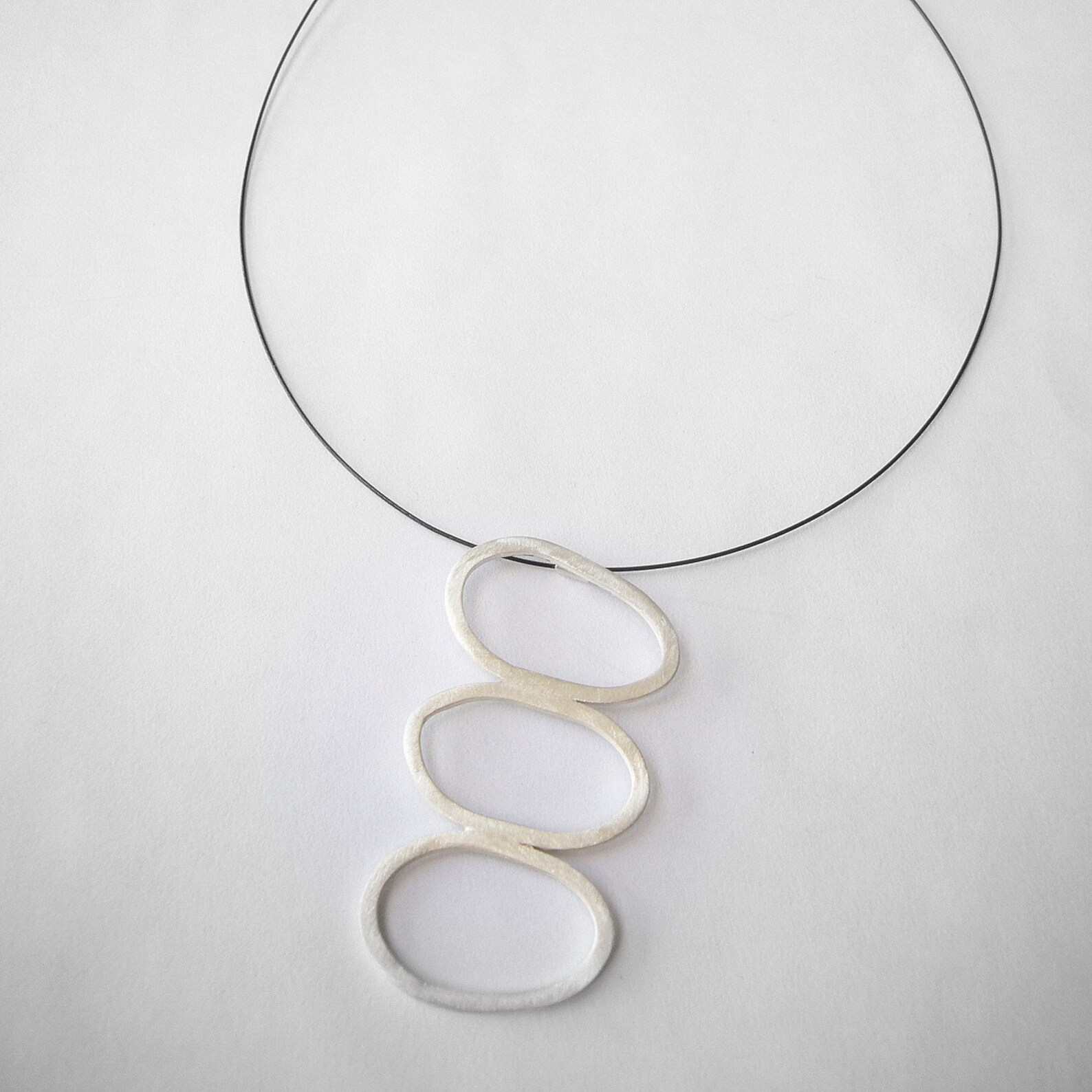 Three Bubbles Pendant Necklace Sterling White Geometric Etsy