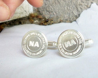 Sterling Silver Men's Cufflinks, letter cuffliks, gemelos, engraved,  personal,name, initial,Christmas Gifts for Men,  Handmade,gift