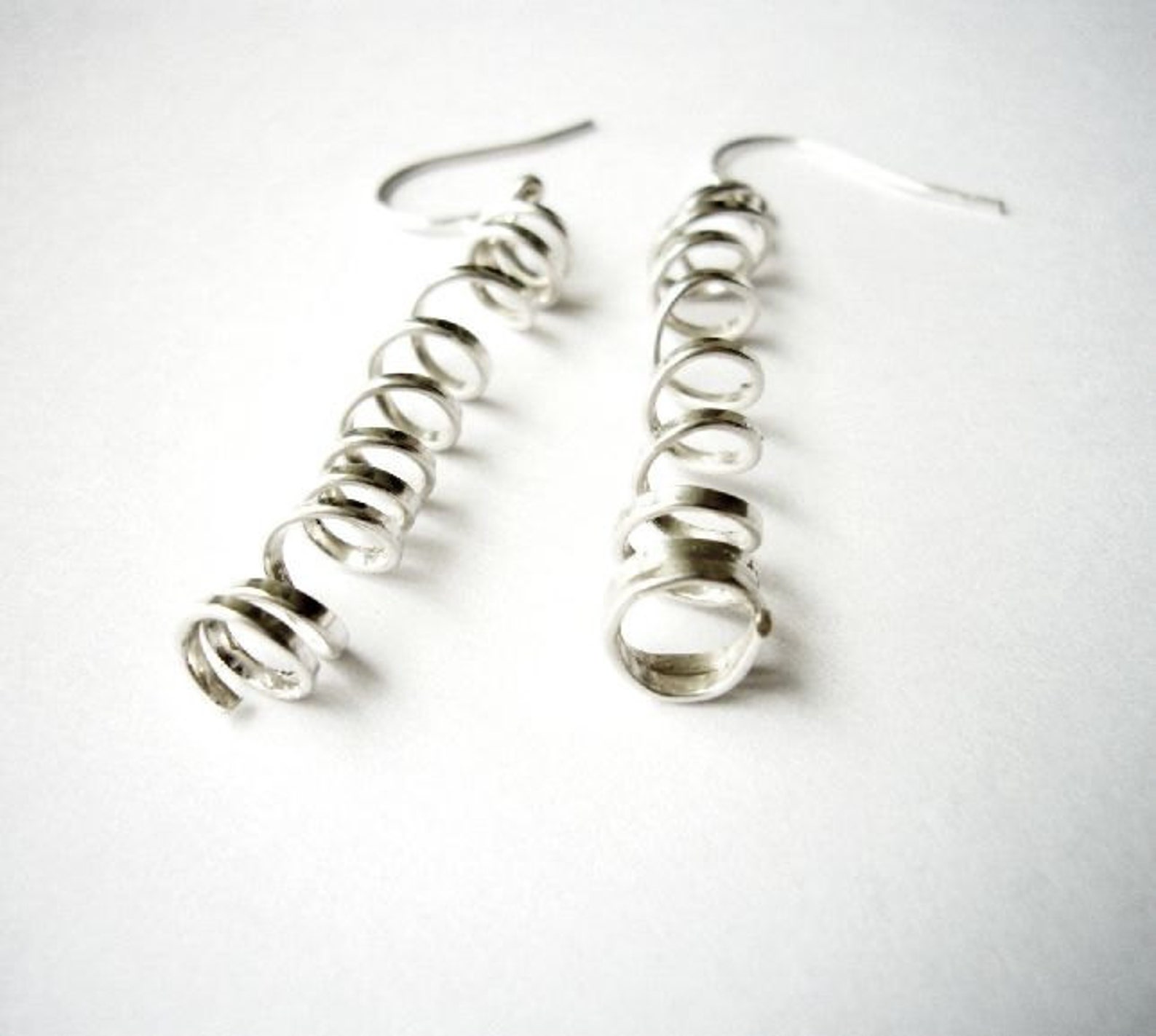 Corkscrew Earring Infinity Sterling Silve Light Medium Etsy