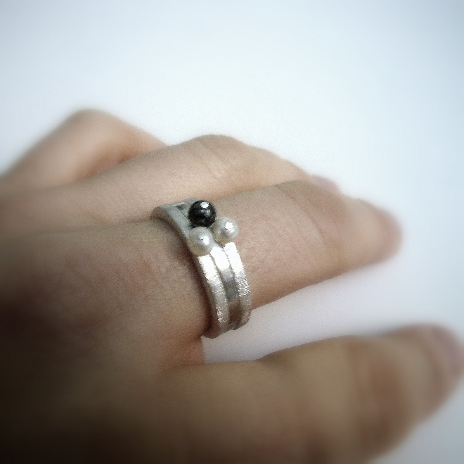 Emma Ring 2mm Sterling Silver Ball White Handmade Etsy