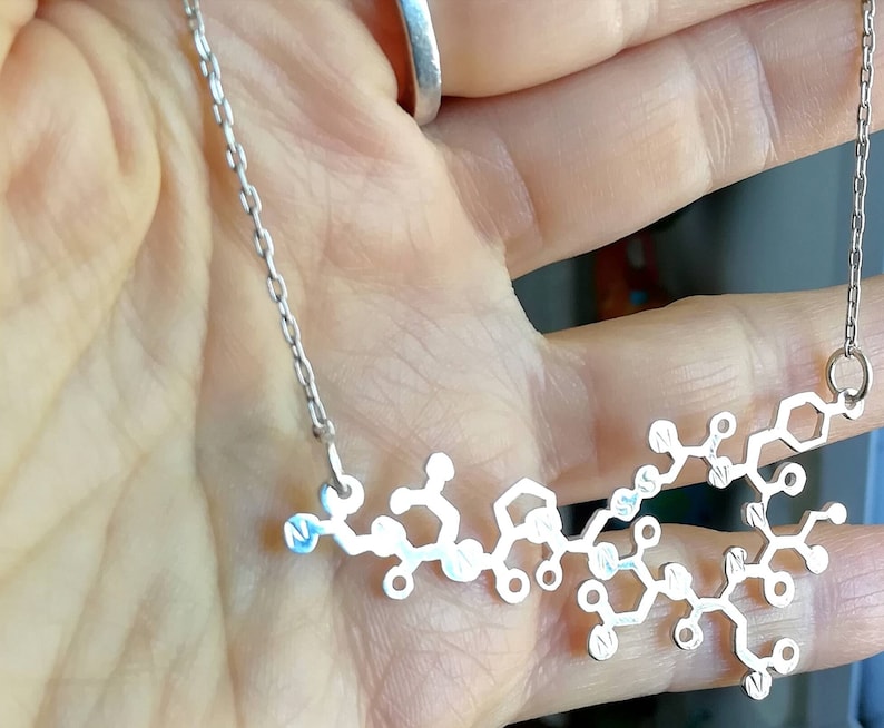 biology man Oxitocin sterling silver pendant woman necklace cience oxitocina plata