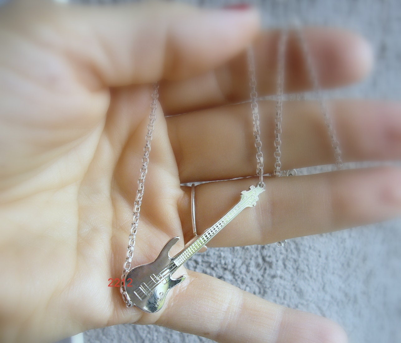 Bass Pendant Sterling Silver Guitar Necklace Personal Etsy