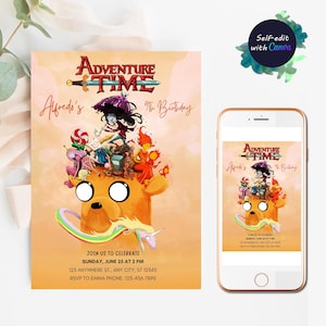 Adventure Time Invitation Digital Editable Adventure Time Birthday Invite Printable Adventure Time bday Party Invitations Canva Template