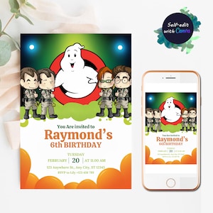 Ghostbusters Birthday Invitation Ghostbuster Invitation Birthday Editable Ghostbusters Party Invitations Kids Party Invite Instant Download