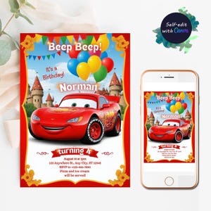 Cars McQueen Invitation Lightning Mcqueen Birthday Invitation Cars Birthday Invitation McQueen Mater Invitation Kids Birthday Mobile Invite