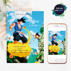 DragonBall Birthday Invitation Dragon Ball Z Invitation Birthday Goku Anime Party Template for Boys Invite dragonball birthday invitation
