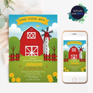 Farm Birthday Invitation Template Birthday Invite Editable Farm Animals Birthday Invitation Printable Kids Birthday Zoo Invitations digital