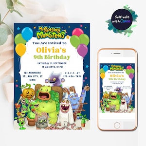 My Singing Monsters Birthday Invitation My Singing Monsters Birthday Party My Singing Monsters Invitation digital Invite Template MSM