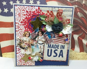 Made In America Vintage Inspired Handmade Greeting Card