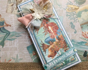 Salty But Sweet Vintage Mermaid Theme Hand Made Greeting Card