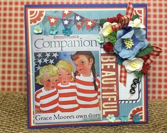 Beautiful USA! Patriotic Vintage Inspired Hand Made Greeting Card