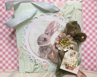 Beautiful Shabby Chic Bunny Easter Gift Goodie Treat Bag