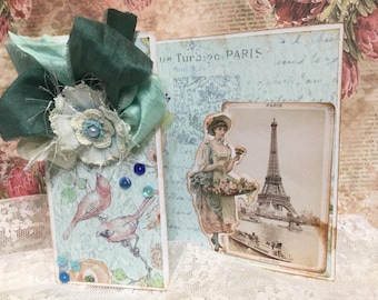 Springtime In Paris All Occassion Handmade Fun Fold Greeting Card