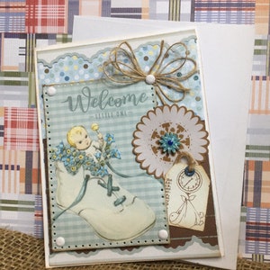 Welcome Baby Boy Handmade Greeting Card image 1