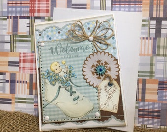 Welcome Baby Boy Handmade Greeting Card