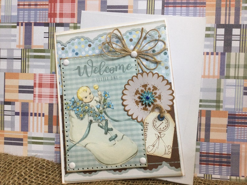 Welcome Baby Boy Handmade Greeting Card image 1