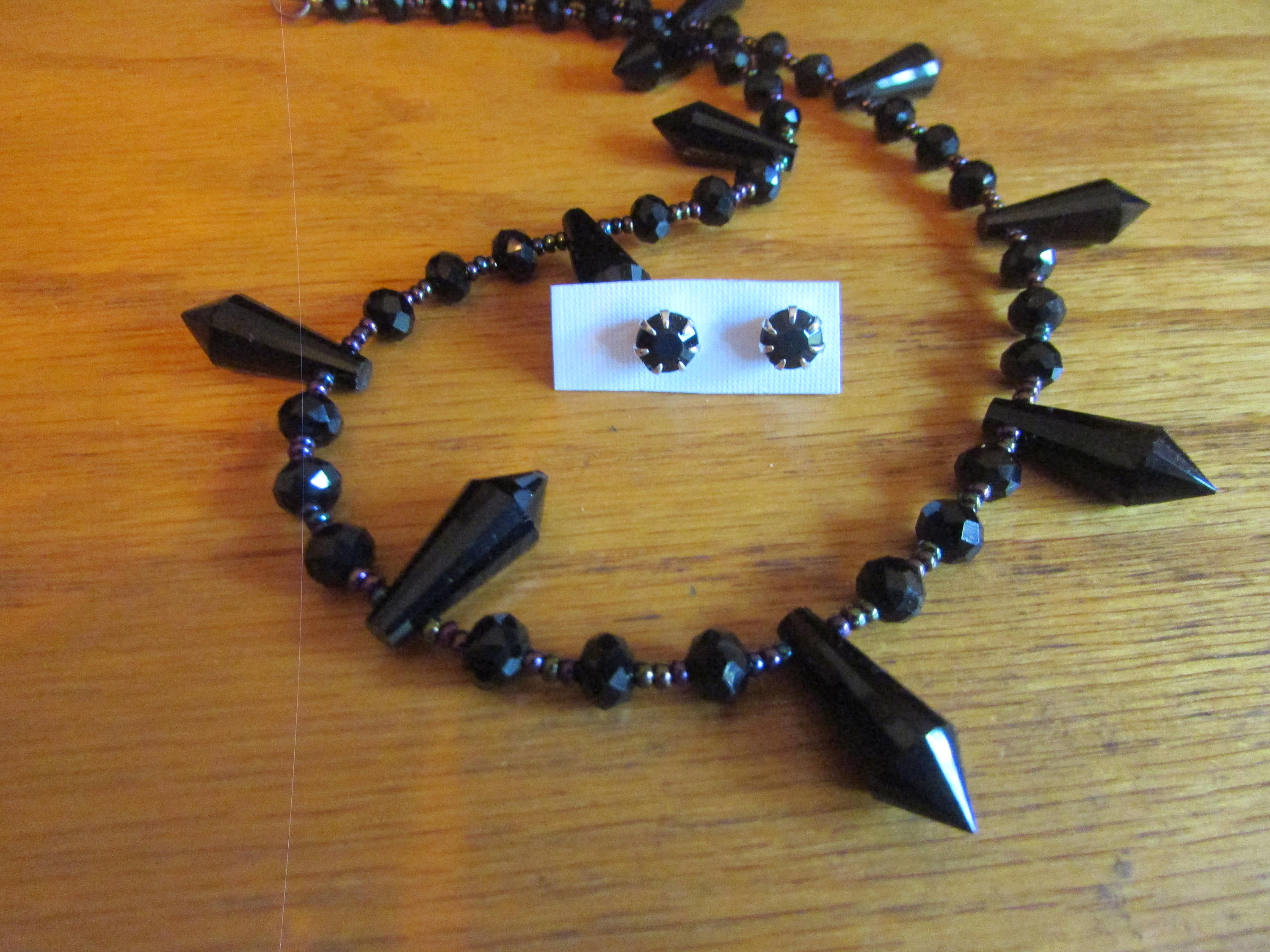black crystal necklace Etsy