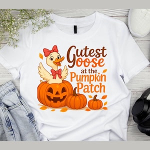 Funny Goose Pumpkin Patch PNG: Fall Halloween Shirt Design (Digital Download)