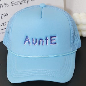Personalized Embroidered Aunt Trucker Hat | Custom Text Hat Pregnancy Announcement  New Aunt Gift