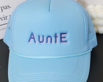 Personalized Embroidered Aunt Trucker Hat | Custom Text Hat Pregnancy Announcement  New Aunt Gift