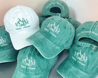 Custom Embroidered Camp Bachelorette Hat, Personalized Happy Camper Hats, Bachelorette Camp Party Hat, Camp Bach Cap Bluk, Bridal Party Gift